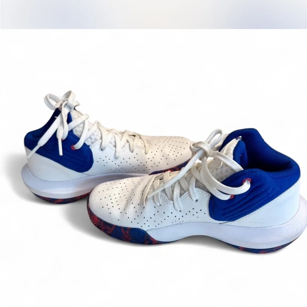 Under Armour Kids White and Blue Sneakers